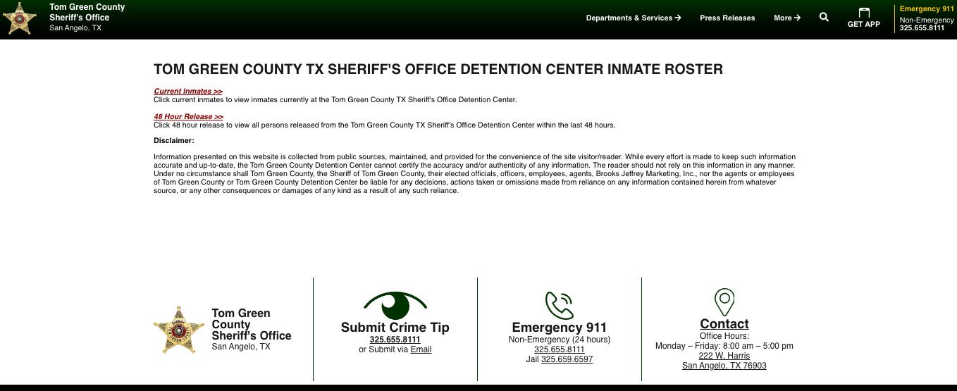 Tom Green County Jail Roster