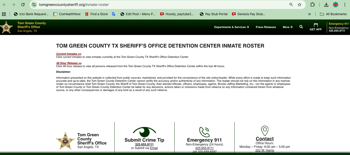 Tom Green County Jail Visitation