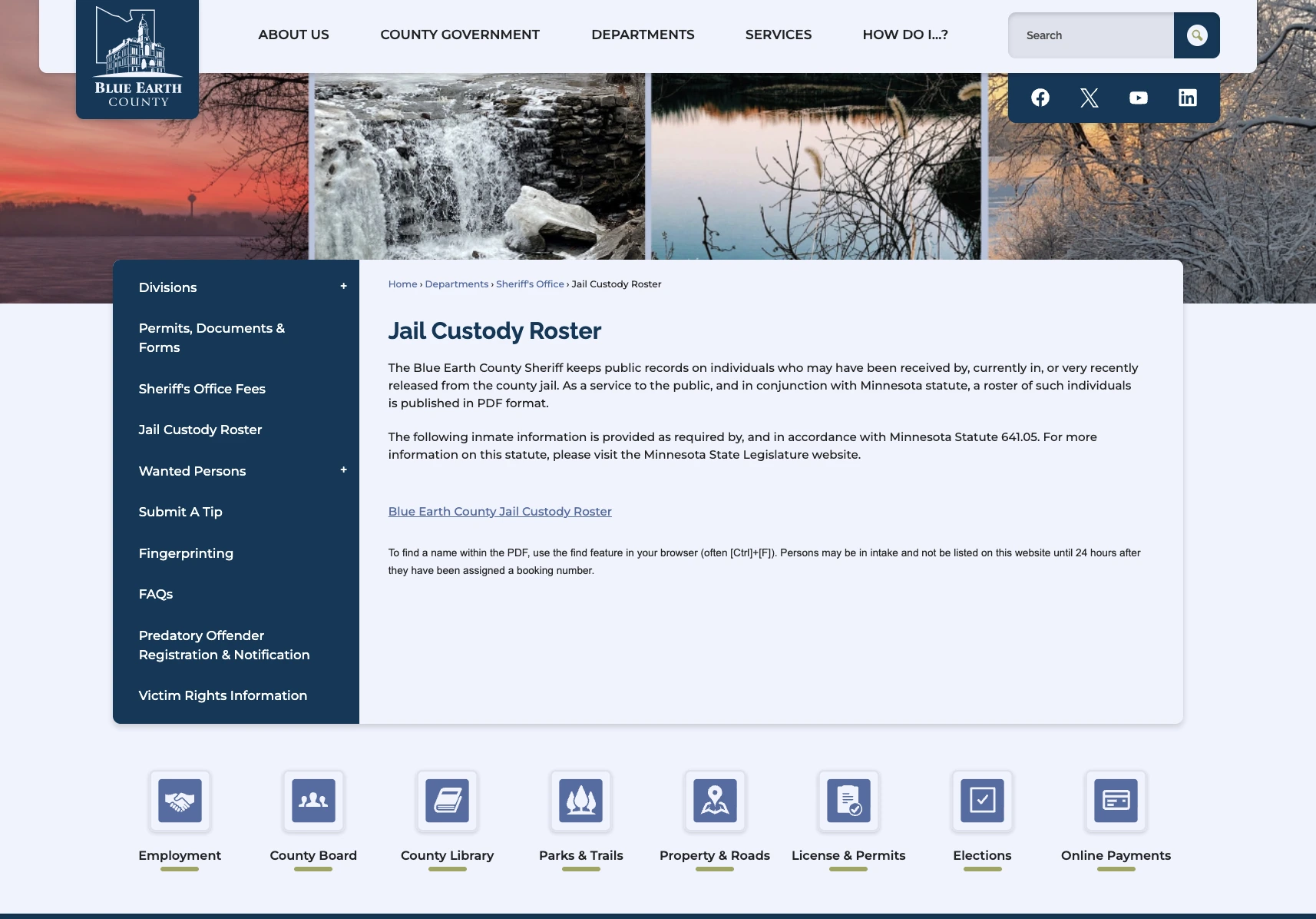 Jail Roster Blue Earth County