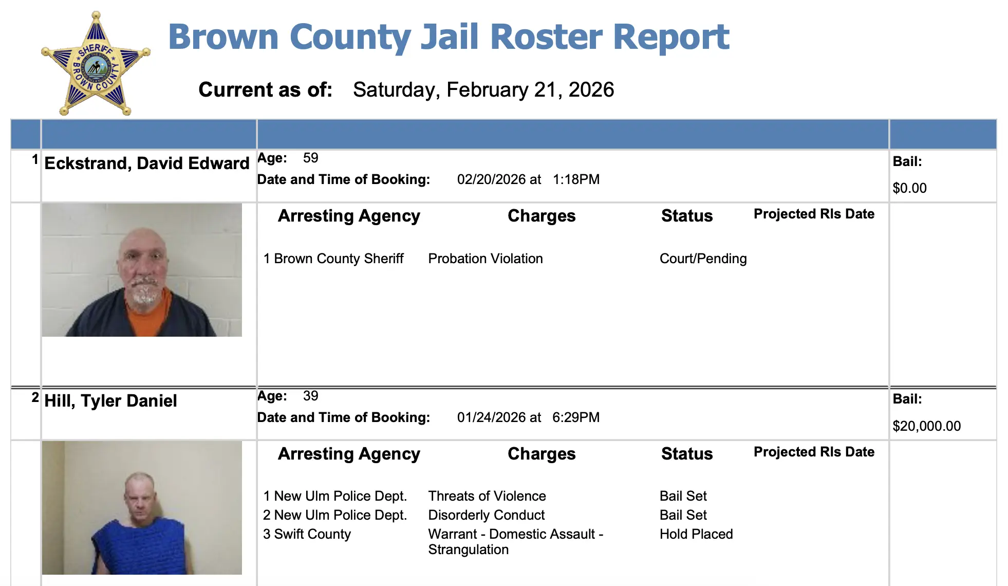 Brown County Jail Roster Minnesota